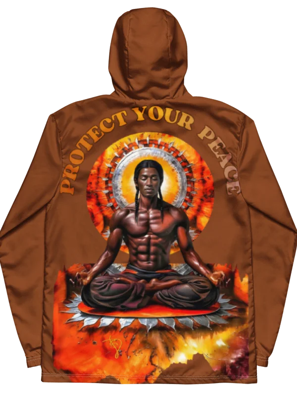 Golden Brown Protect Your Peace Painted Windbreaker product image (3)