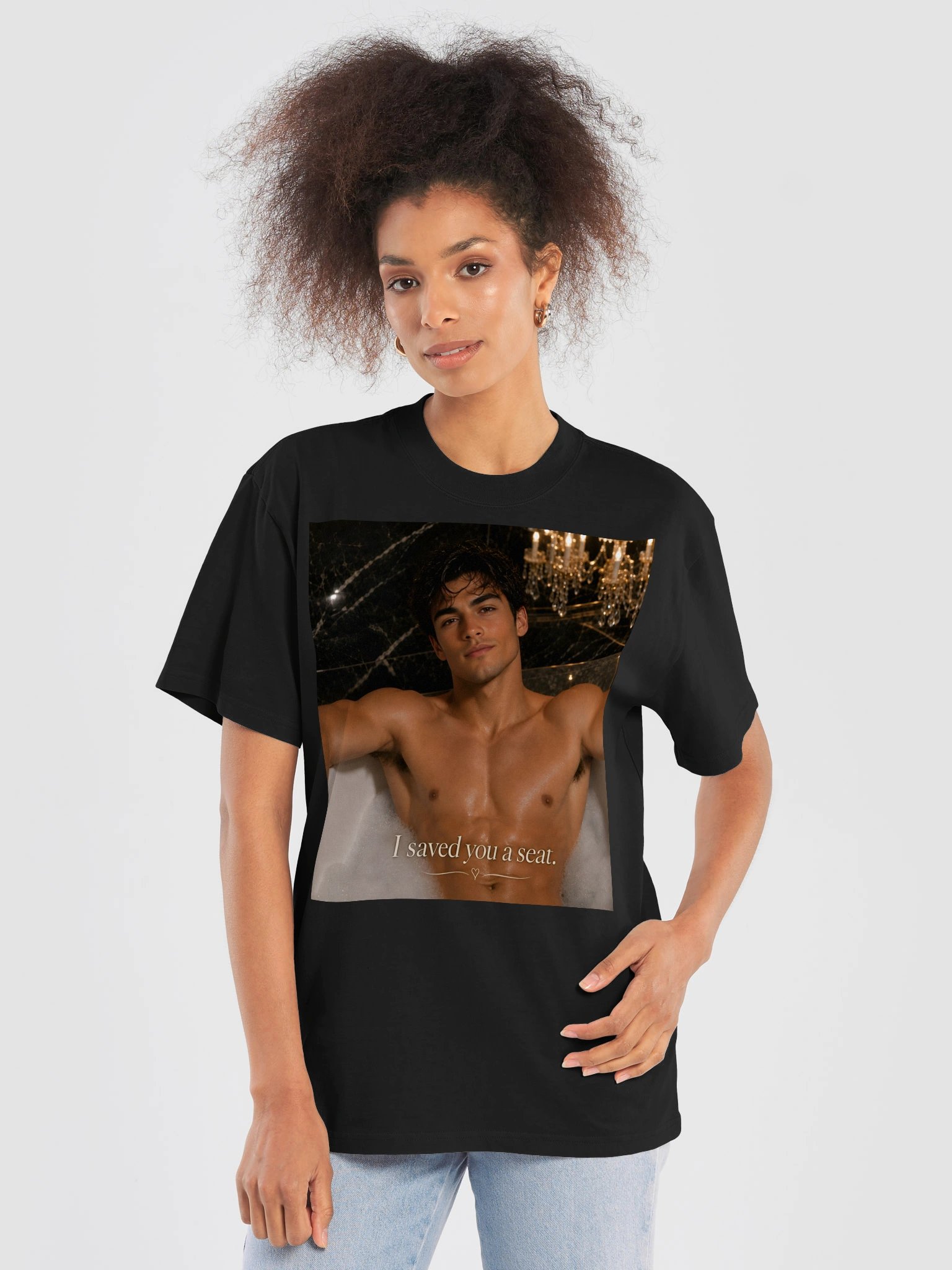 I Saved You a Seat T-Shirt | Romantic Flirty Bath Graphic Tee | Funny Valentine's Gift for Him or Her | Unisex Oversized Shirt product image (6)