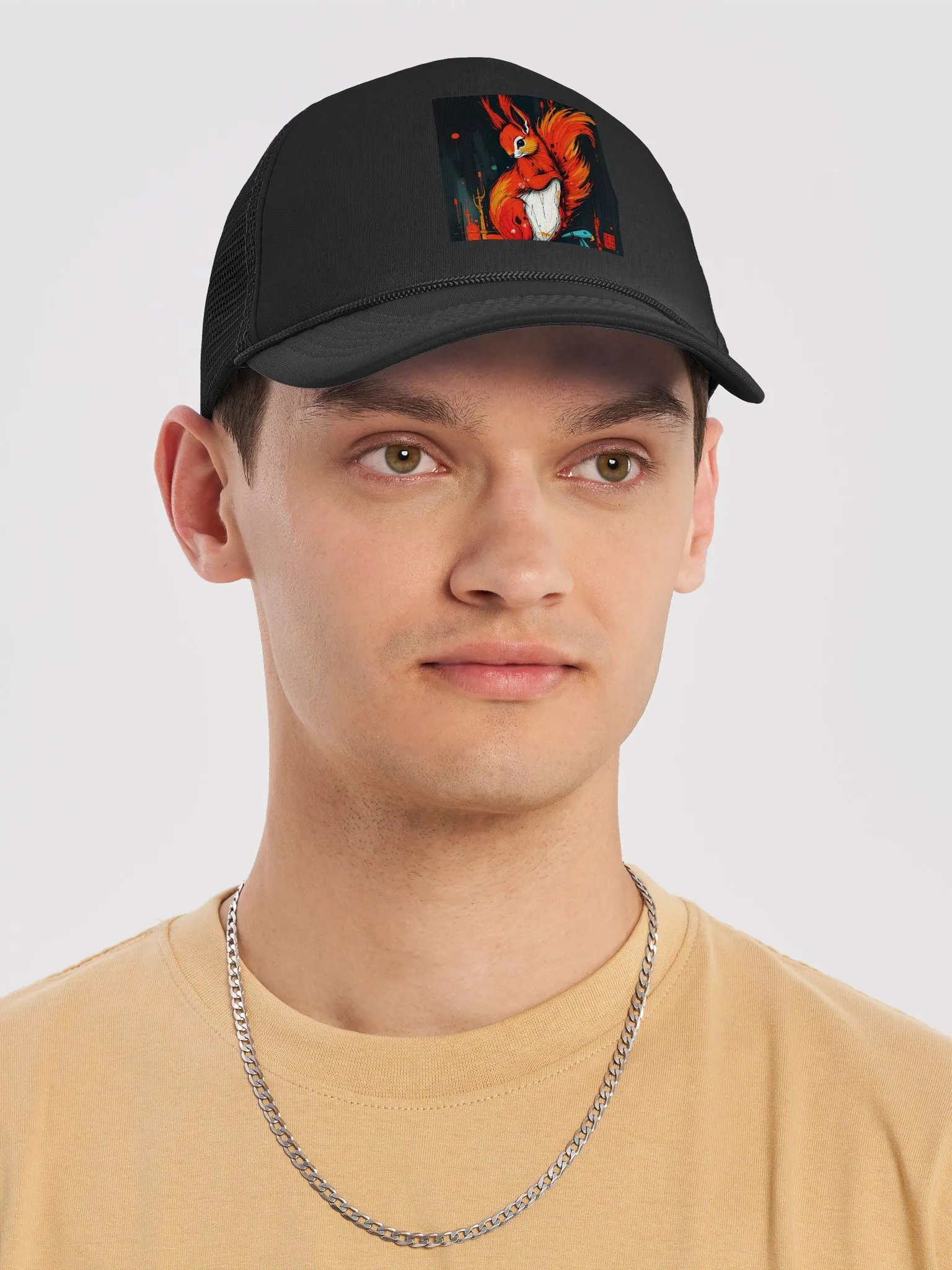 Dramatic Squirrel Foam Trucker Hat product image (5)