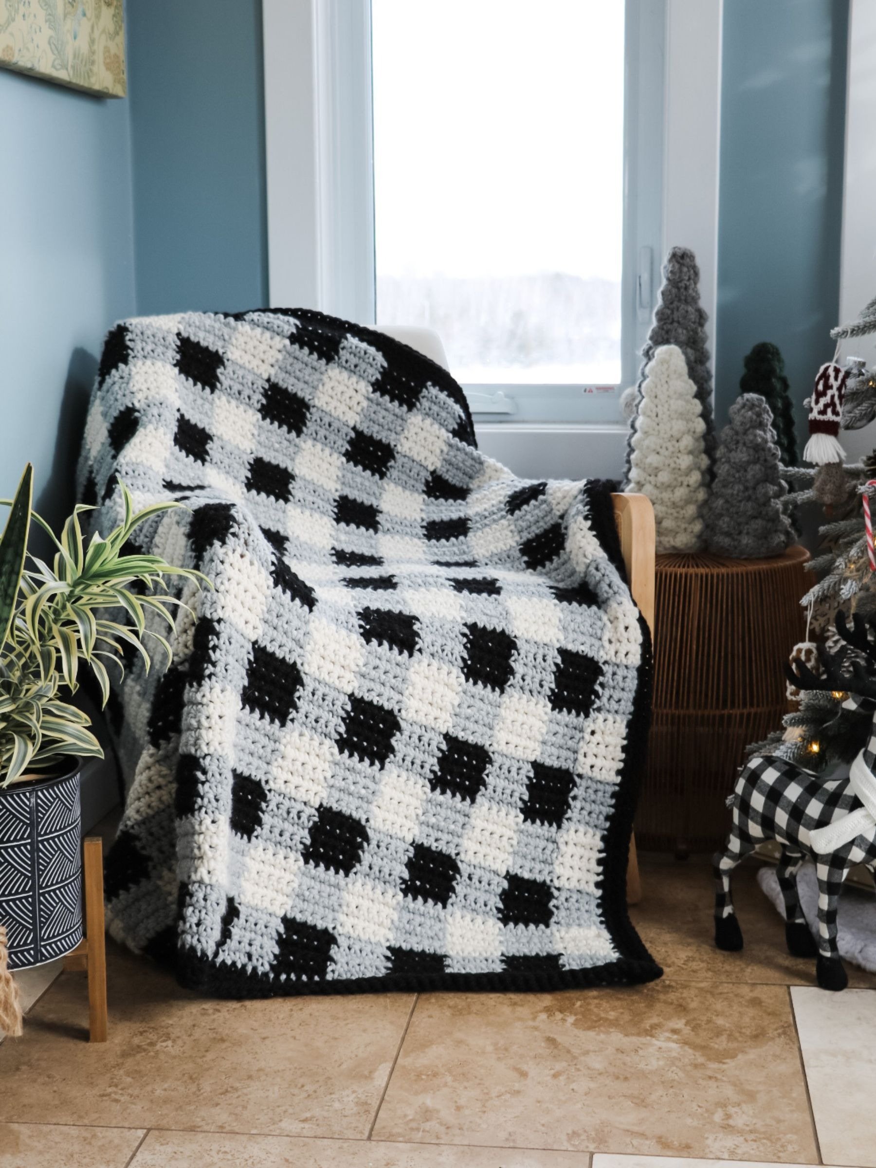 Chunky Buffalo Plaid Throw Crochet Pattern product image (7)