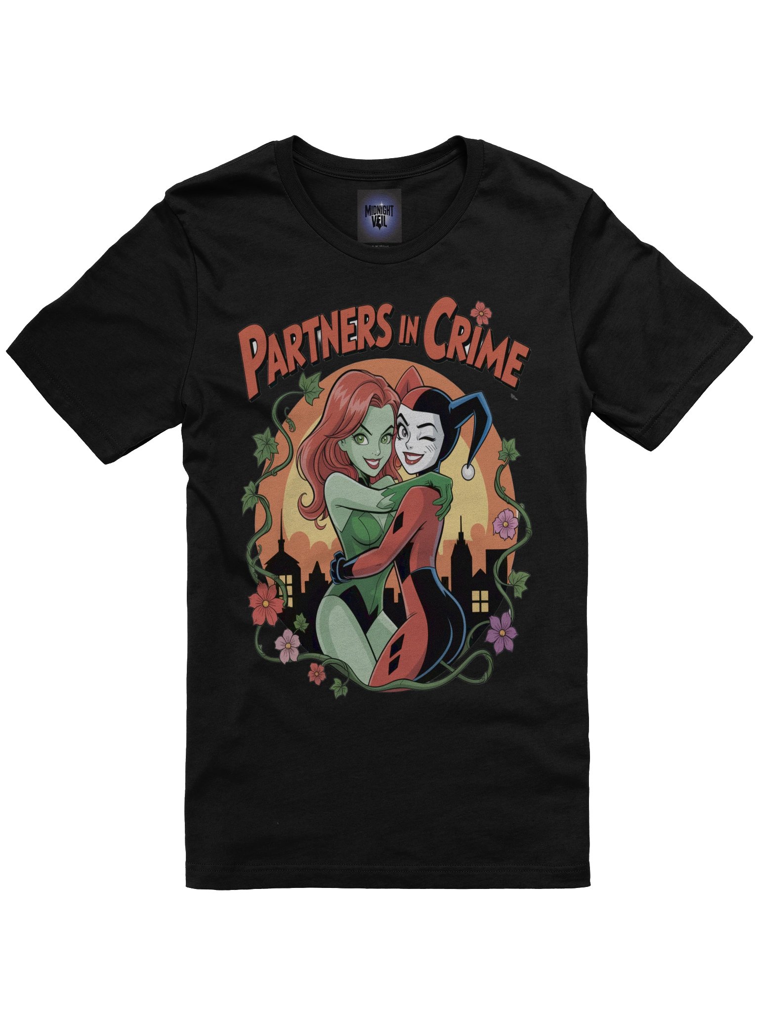 Vinebound Vixens: Harley Quinn & Poison Ivy Partners in Crime T-Shirt product image (3)