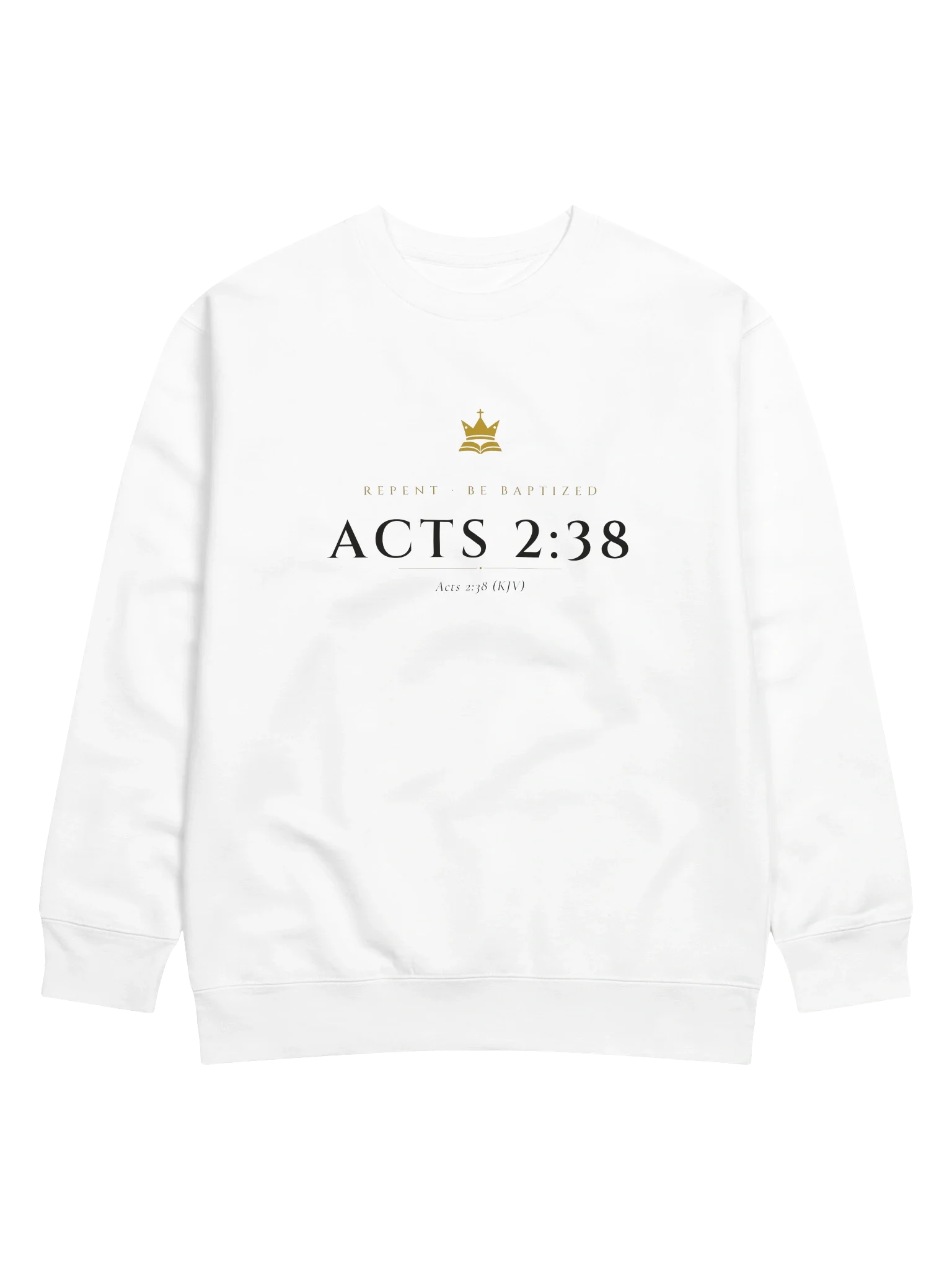 Acts 2:38 Crewneck - White, view 14 — Christ Is King crewneck