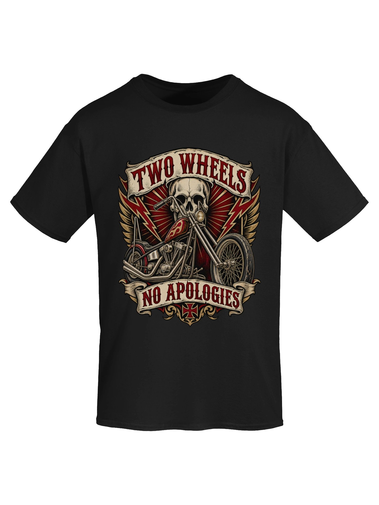Two Wheels No Apologies Vintage Chopper T-Shirt product image (5)