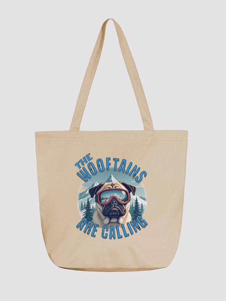 The Wooftains Are Calling Dog Pug Skiing Wanderlust Eco Tote product image (5)
