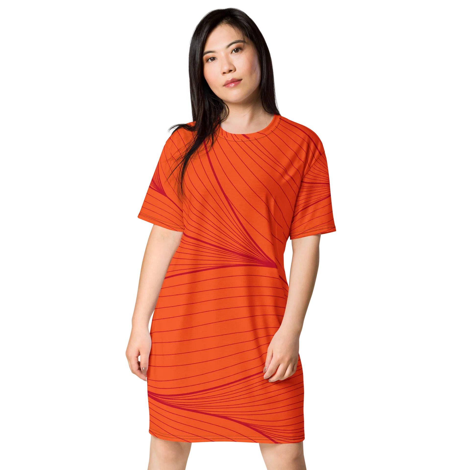 Bold Orange Wave Oversized T-Shirt Dress - Exclusive TDSMUSIC Design product image (1)
