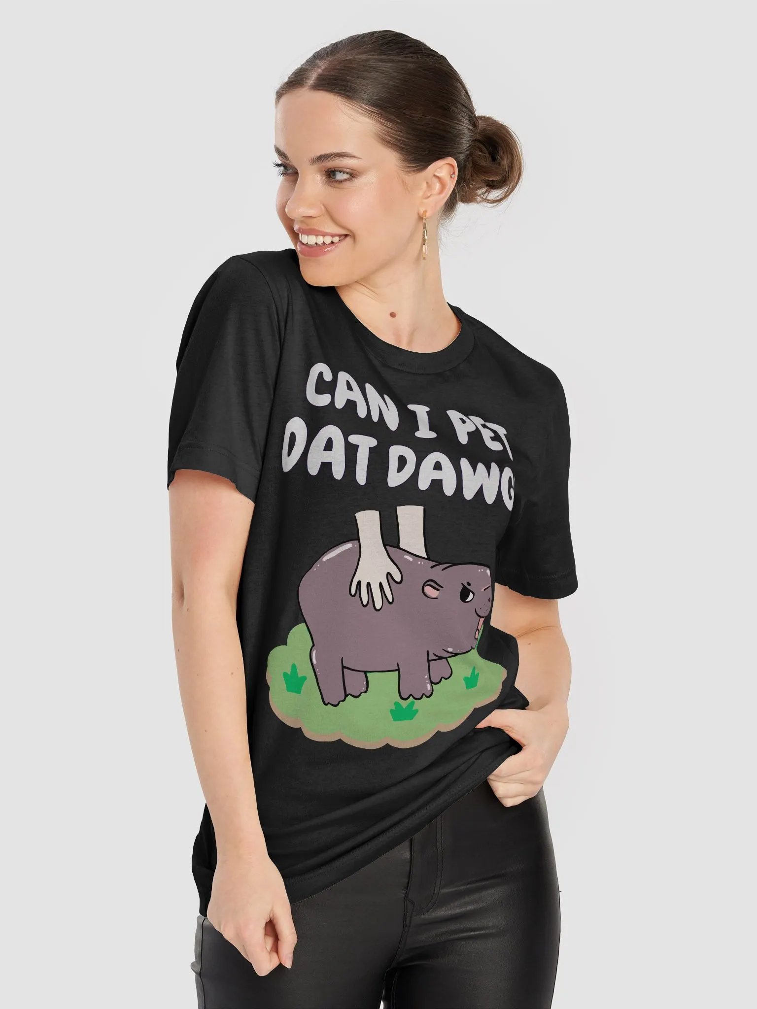 MOODENG'S CAN I PET DAT DAWG? DARK SUPERSOFT T-SHIRT! product image (8)