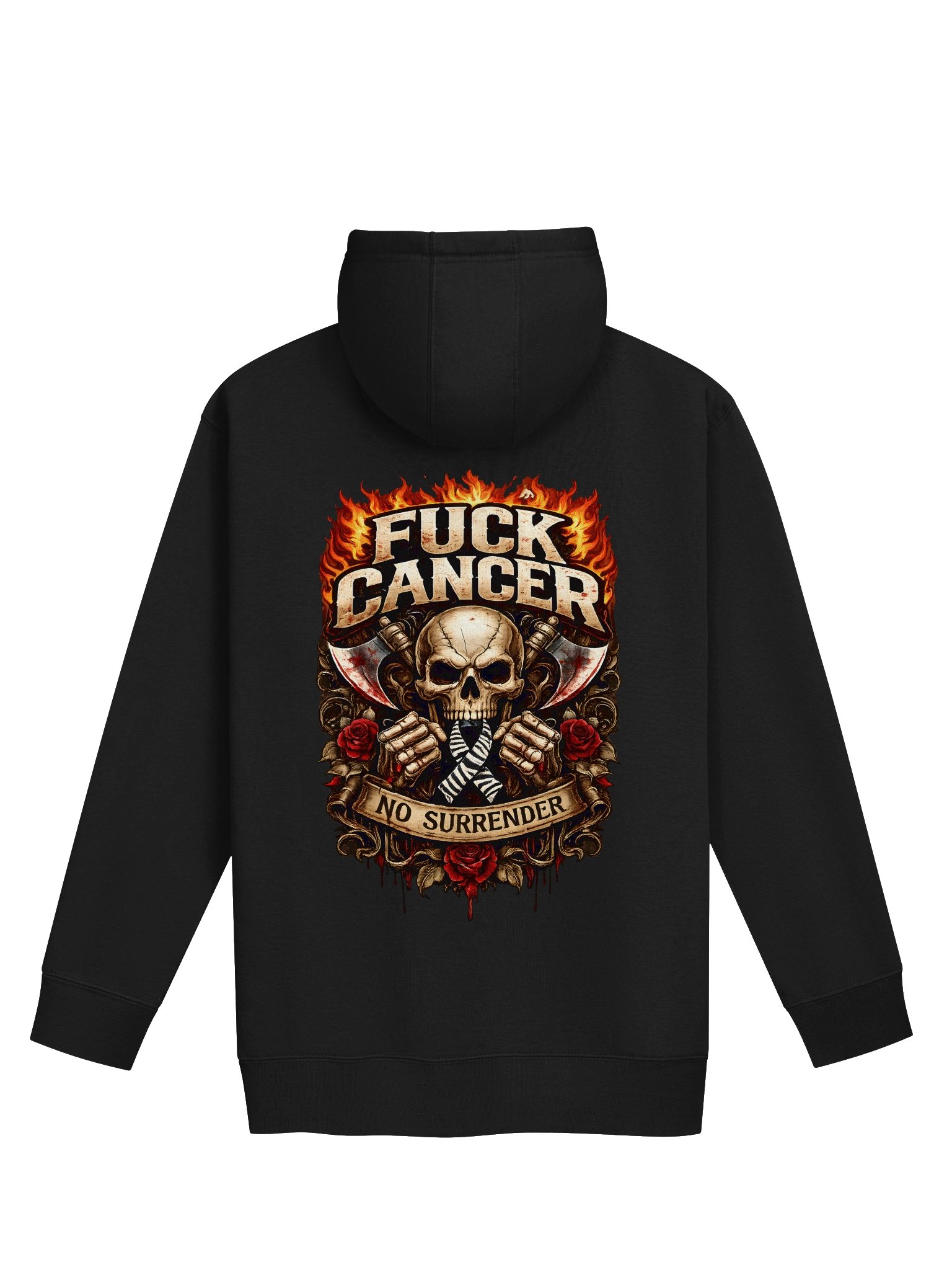 NO SURRENDER “F*CK CANCER” HOODIE (Zebra Ribbon Edition) product image (2)