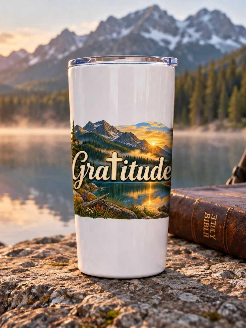Gratitude Through Christ Mountain Travel Tumbler product image (1)