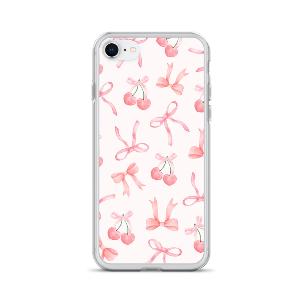 Watercolor Bows & Cherries Clear iPhone Case product image (28)