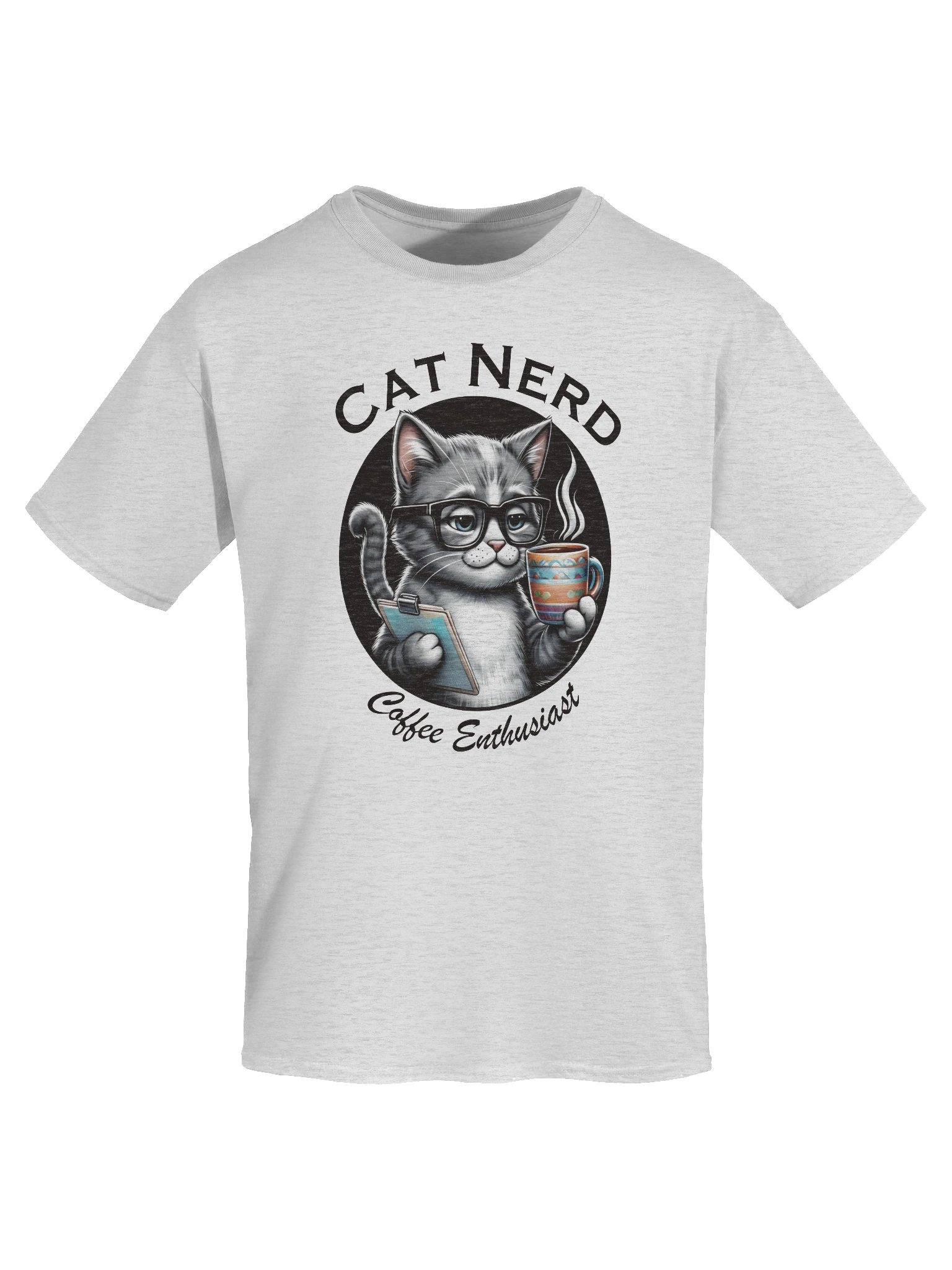 Cat Nerd Coffee Enthusiast Light Version Unisex Heavyweight Graphic T-shirt product image (1)
