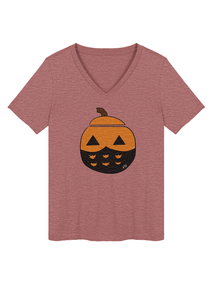 Mask-O-Lantern v-neck tee (black mask) product image (1)