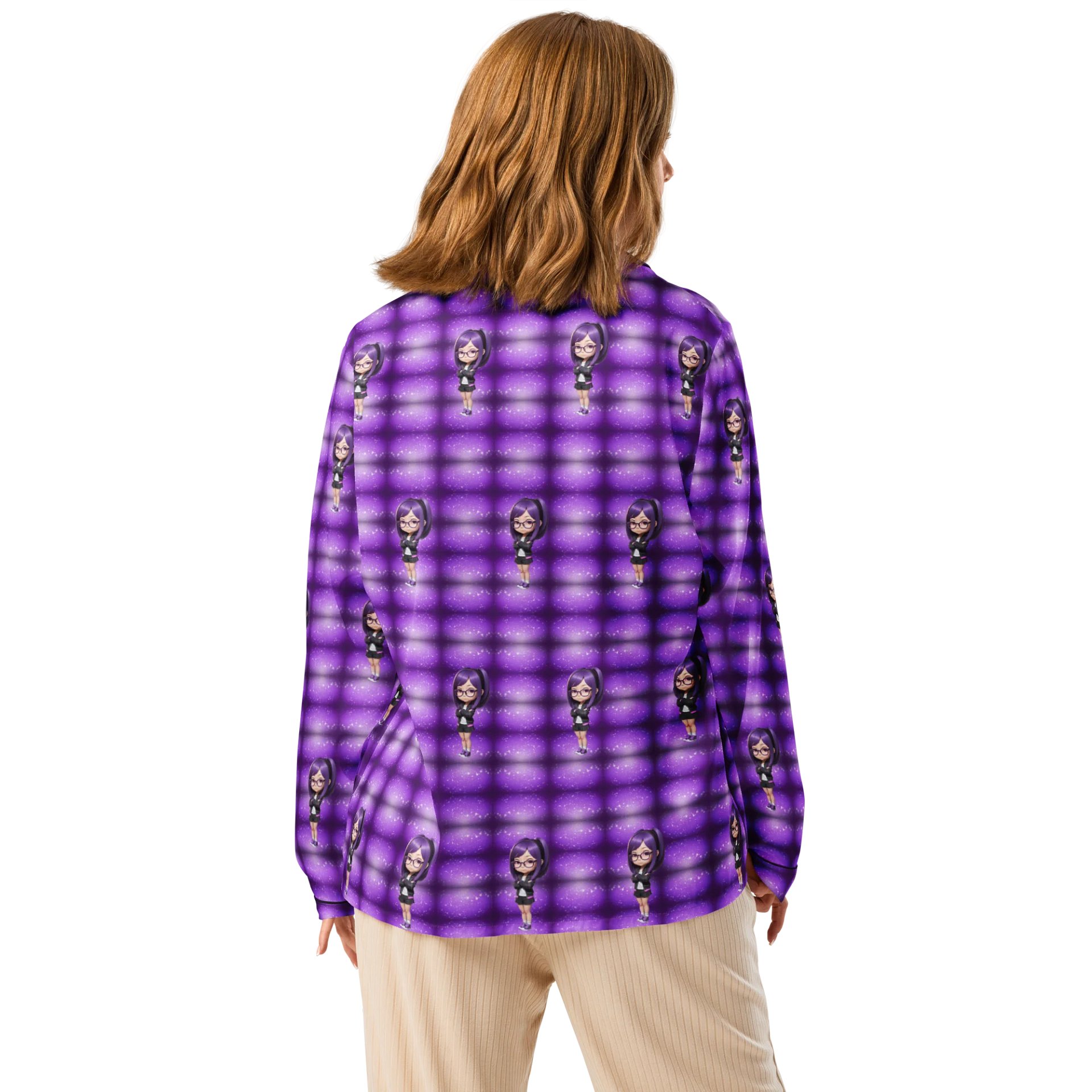 (Purple CHIBI) K Women's Long Sleeve Pajama Top product image (2)