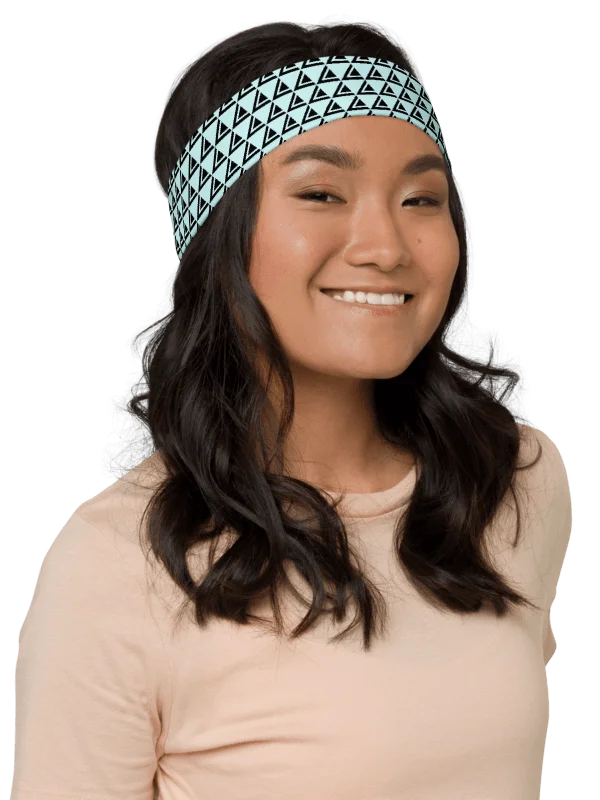 LEANDRO DE LA VEGA HEADBAND CYAN BLACK LOGO product image (2)