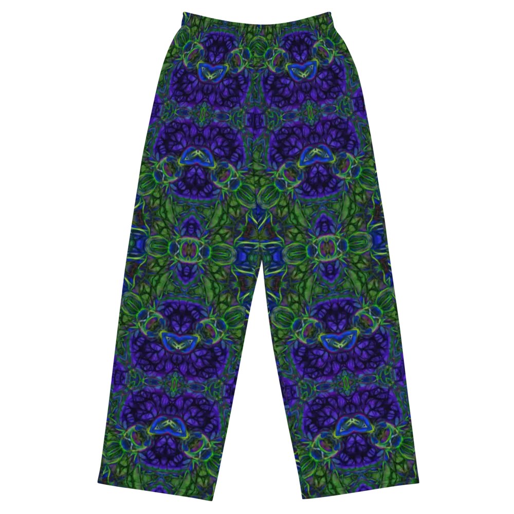 Blue Green Ribbon Kaleidoscope Wideleg Pants product image (2)