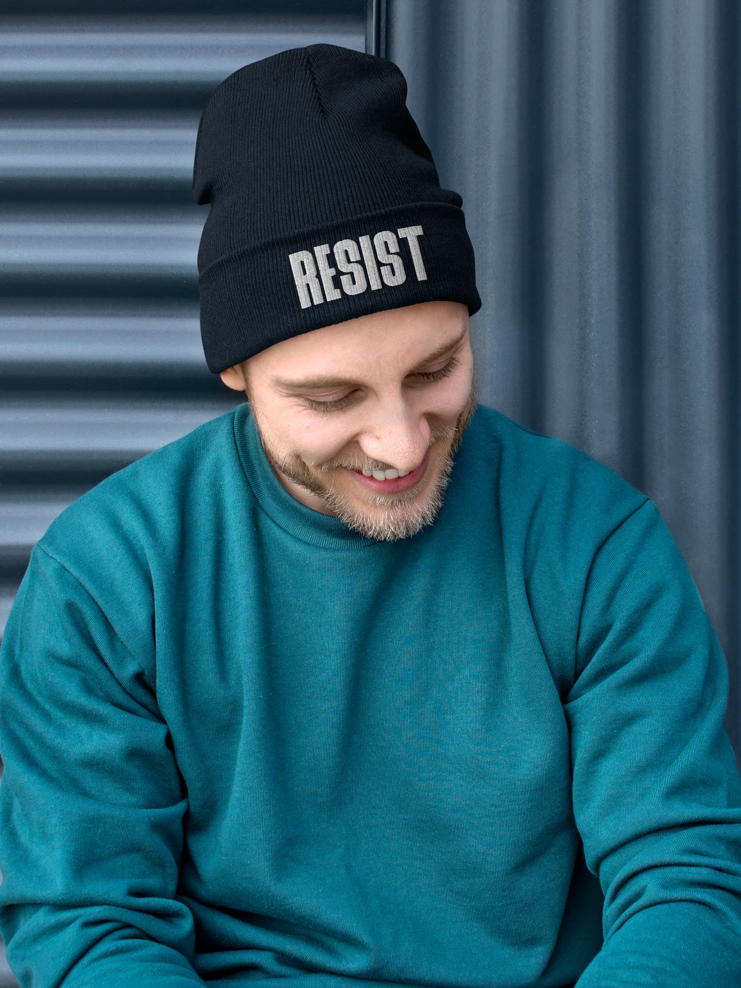 Resist Embroidered Knit Beanie, Resistance Skull Cap product image (8)