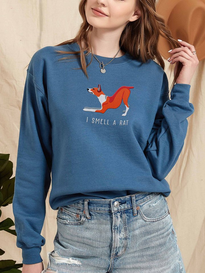 I Smell a Rat Sweatshirt (Embroidered) of a Rat Terrier(Red) product image (2)
