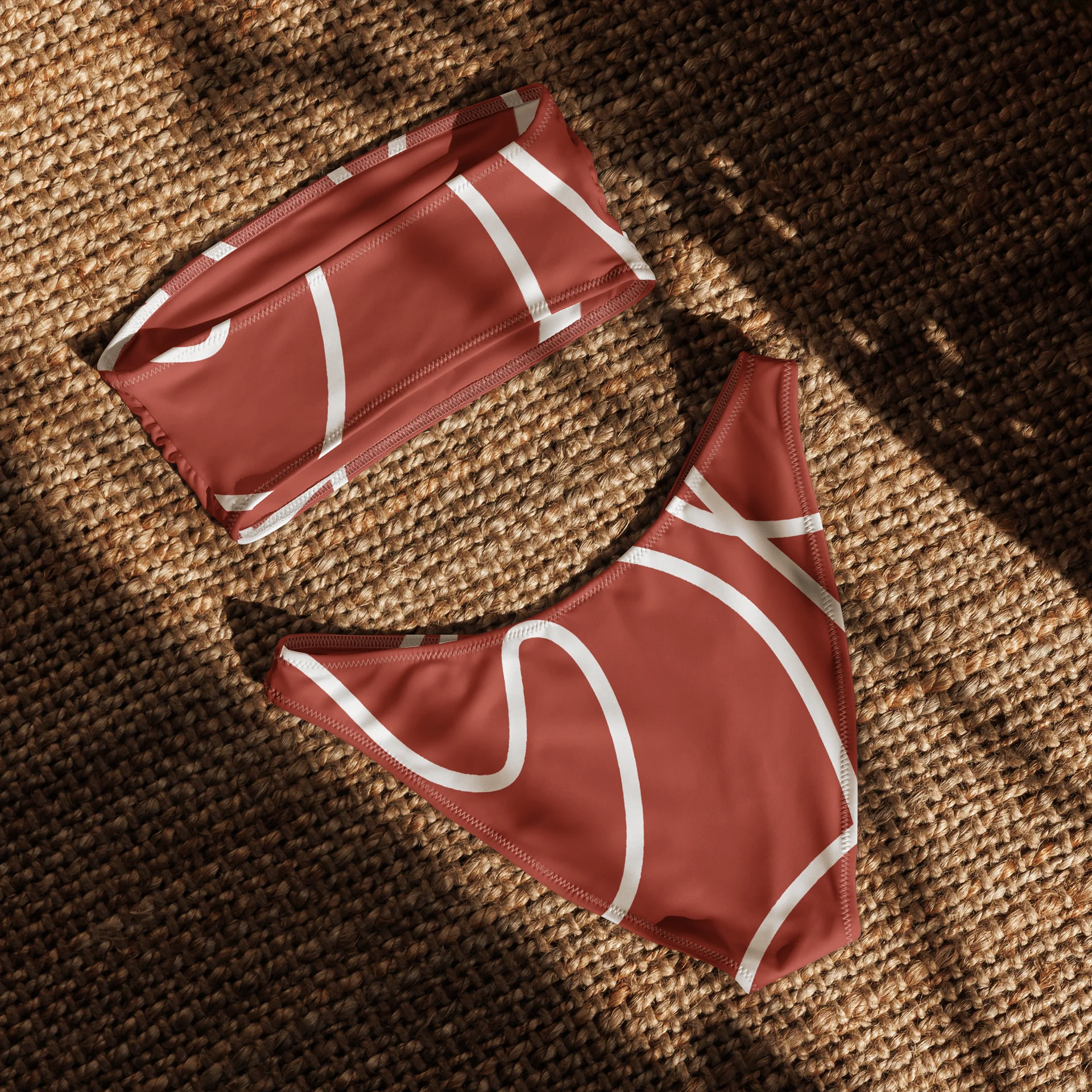 Intricate Red Abstract Bandeau Bikini product image (3)