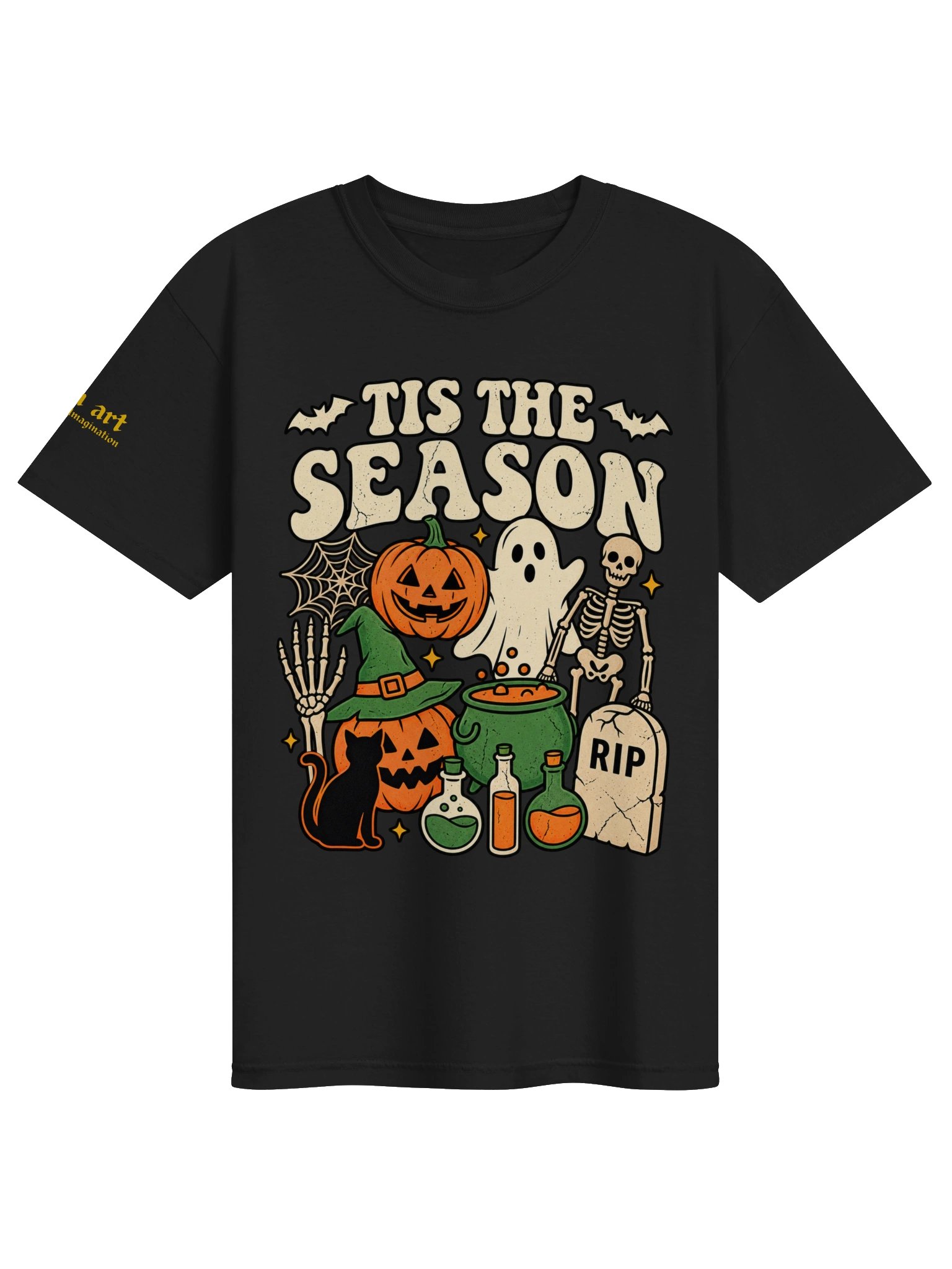 Tis The Season T-Shirt | Retro Spooky Season Ghost Skeleton & Pumpkin Graphic Tee product image (1)