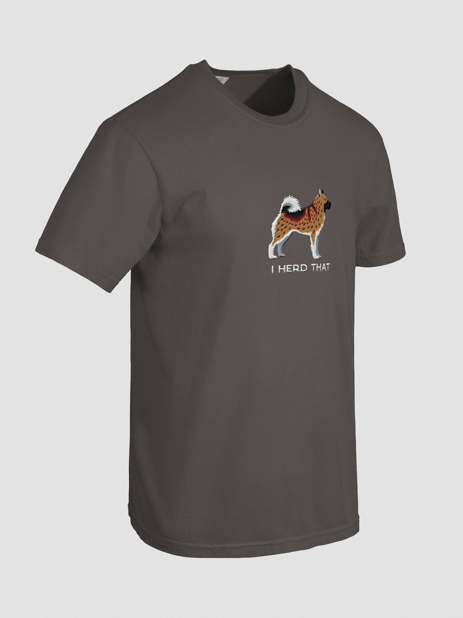 I Herd That T-Shirt(Embroidered) of a Norwegian Elkhound(Brown) product image (11)