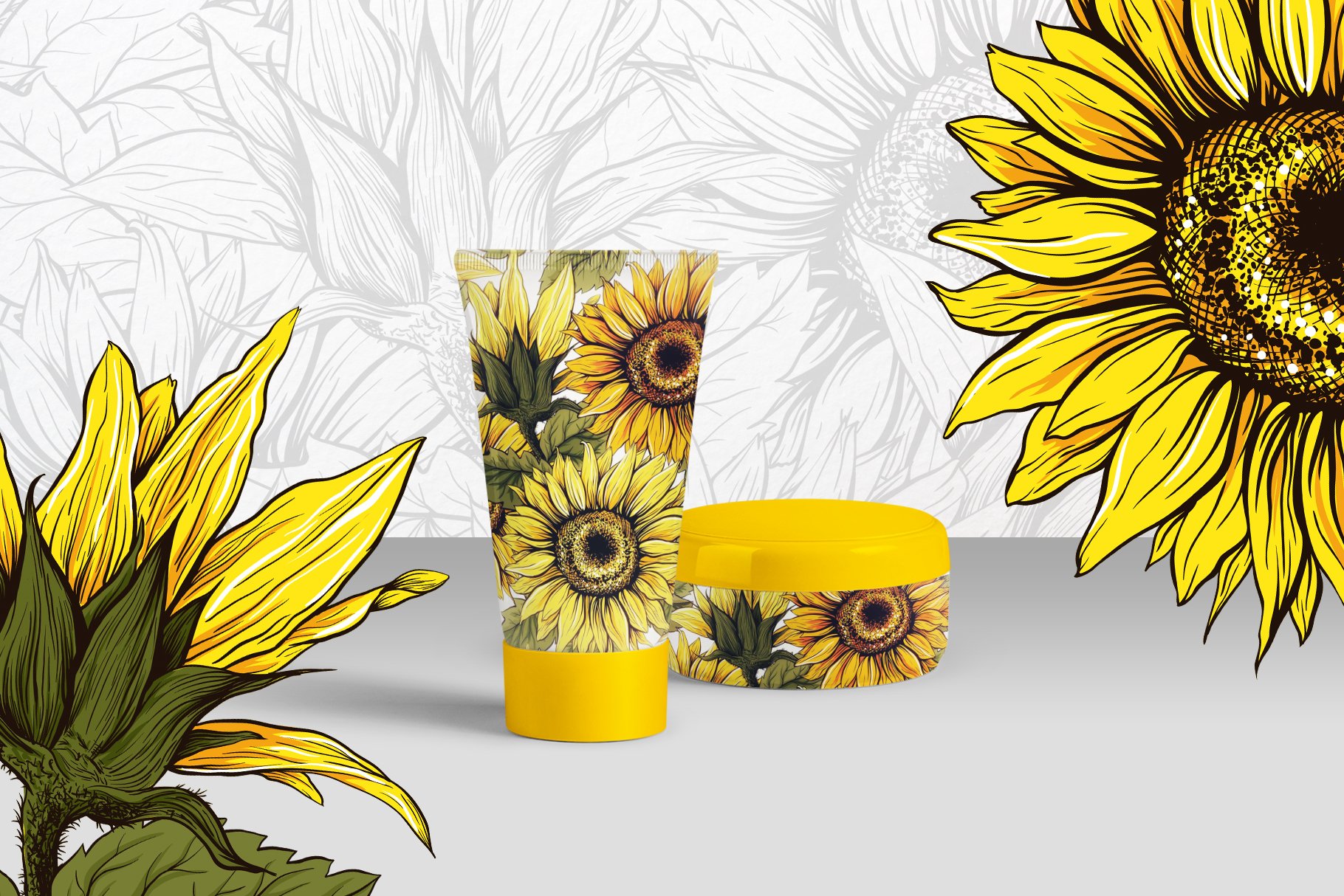Sunflower Seamless Pattern Bundle, Sunflower Clipart, Autumn Digital Papers Line Art product image (12)