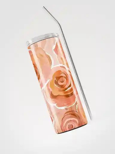 Peach Rose Tumbler Wrap PNG for 20oz Skinny Tumbler – Abstract Floral Digital Download Design – Sublimation PNG for DIY Cup Printing product image (3)
