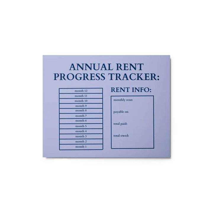 HIGHFALUTIN ANNUAL RENT TRACKER (navy design 2) product image (1)