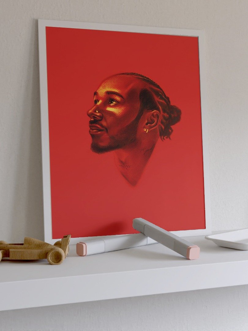 Hand-drawn Red Lewis Hamilton - A3 Print product image (3)