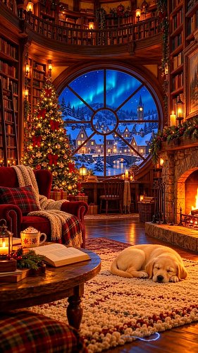 Books, Christmas Lights & One Very Sleepy Puppy 🐾✨
