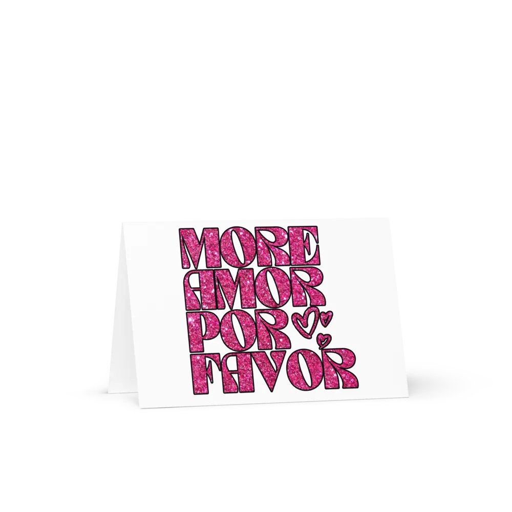 Pink Glitter Valentine Card More Amor Por Favor product image (2)