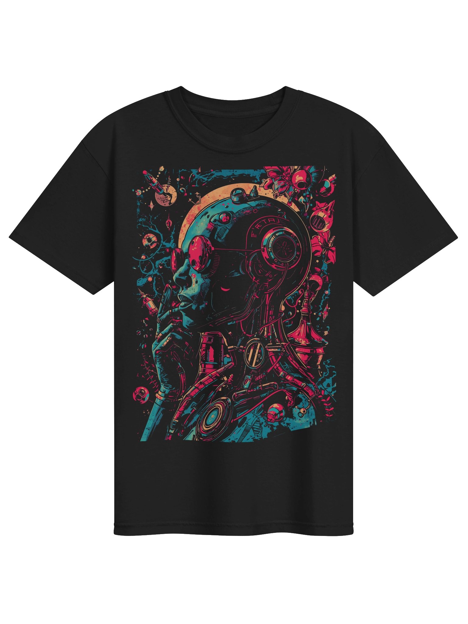 Neon Cyber Face Heavyweight T-Shirt product image (1)