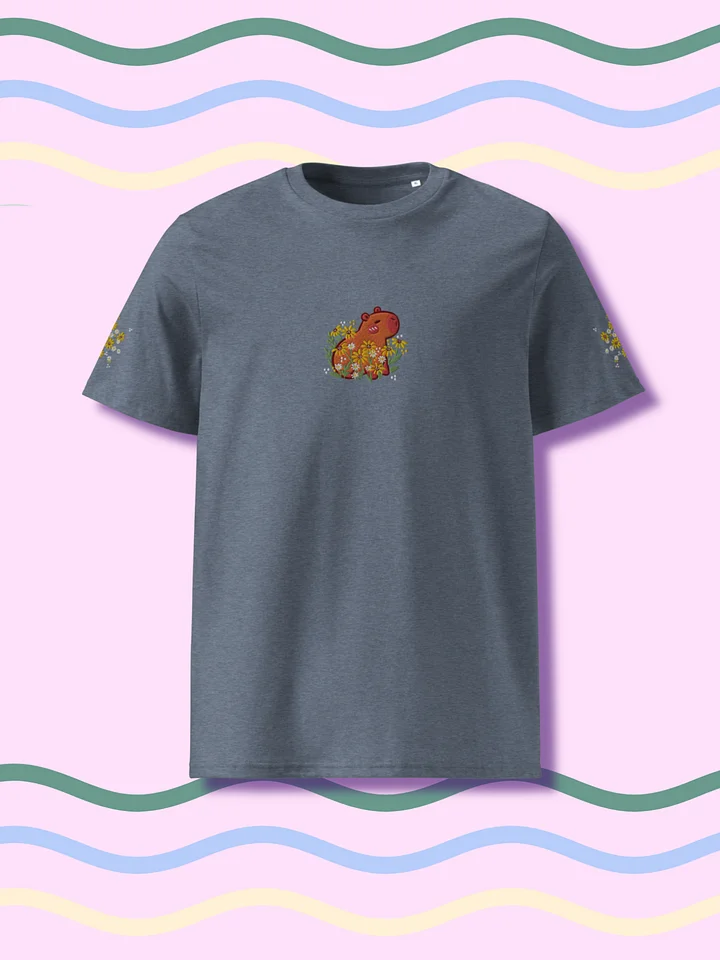 Whimsical Capybara and Daisy Flower Embroidered T-Shirt product image (1)
