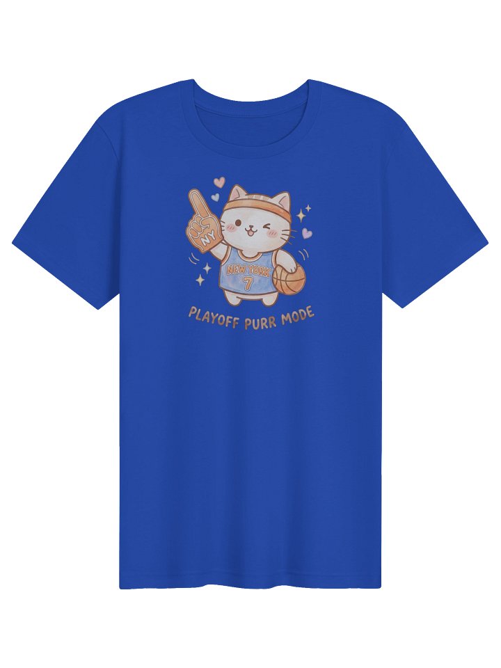 New York Basketball Cat Shirt, Funny Playoff Fan Tee, Orange and Blue Cat Design product image (11)