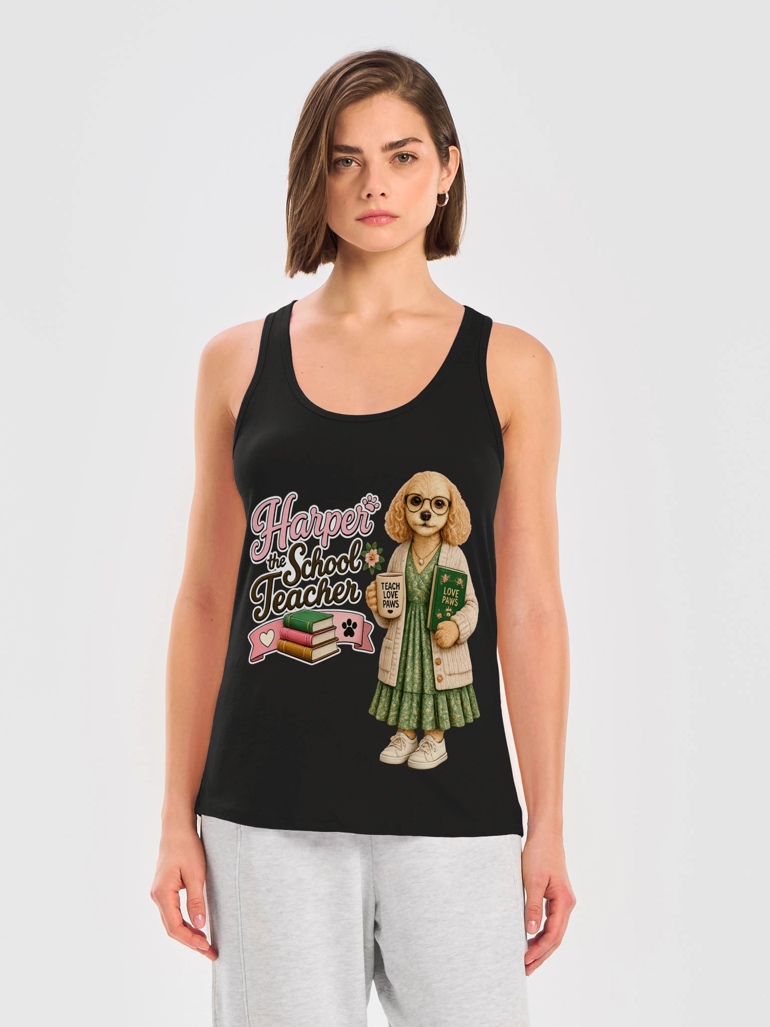 Harper the School Teacher Dog Racerback adult Tank product image (19)