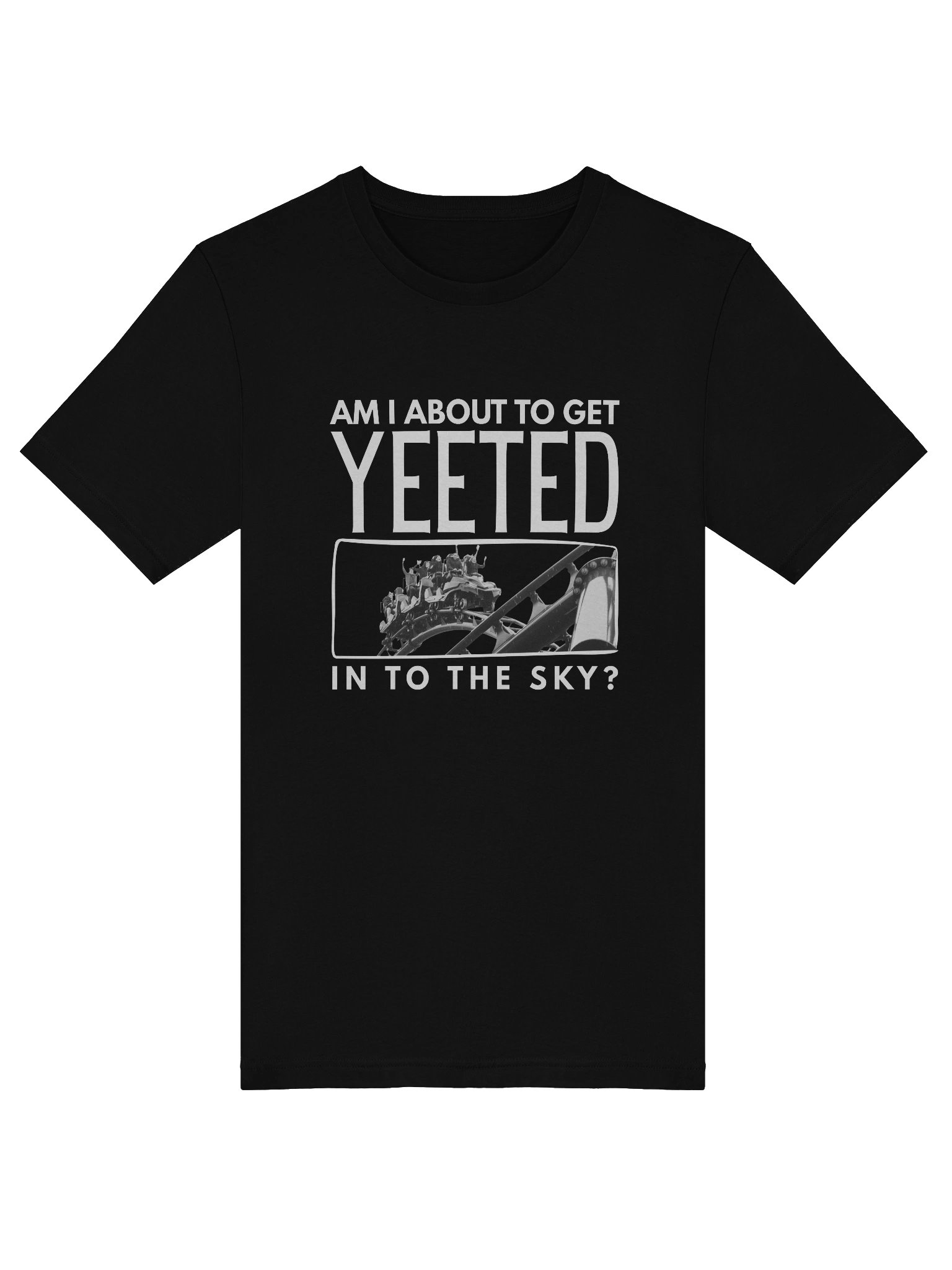 Am I About To Get Yeeted In To The Sky? Black Roller Coaster T-Shirt product image (3)