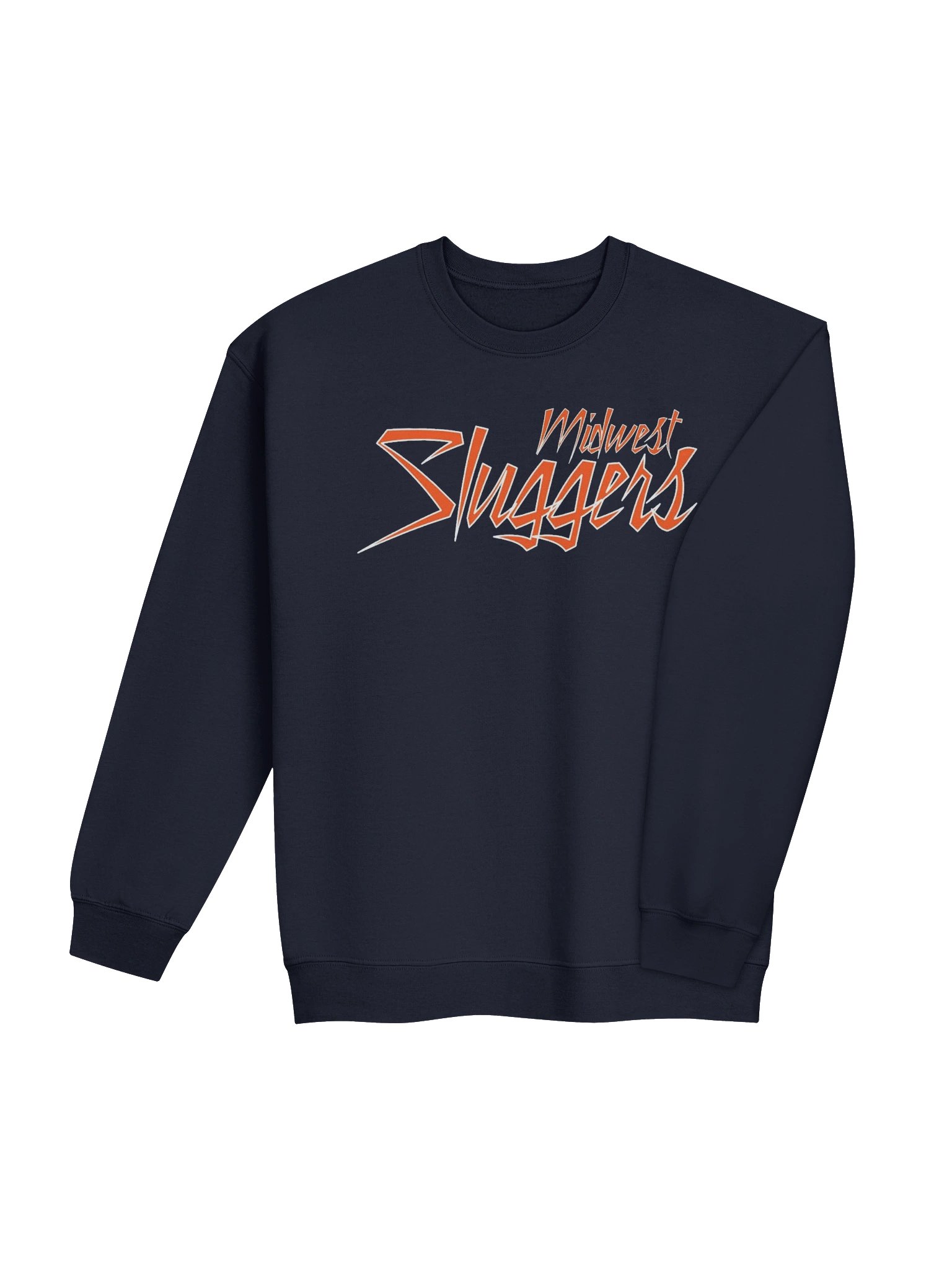 Midwest Sluggers Stacked Logo Navy Unisex Crewneck Sweatshirt product image (4)