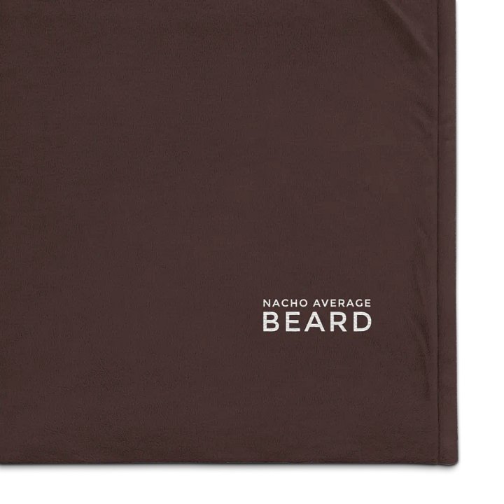 Nacho Average Beard Embroider Sherpa Blanket (Brown/ White) product image (1)