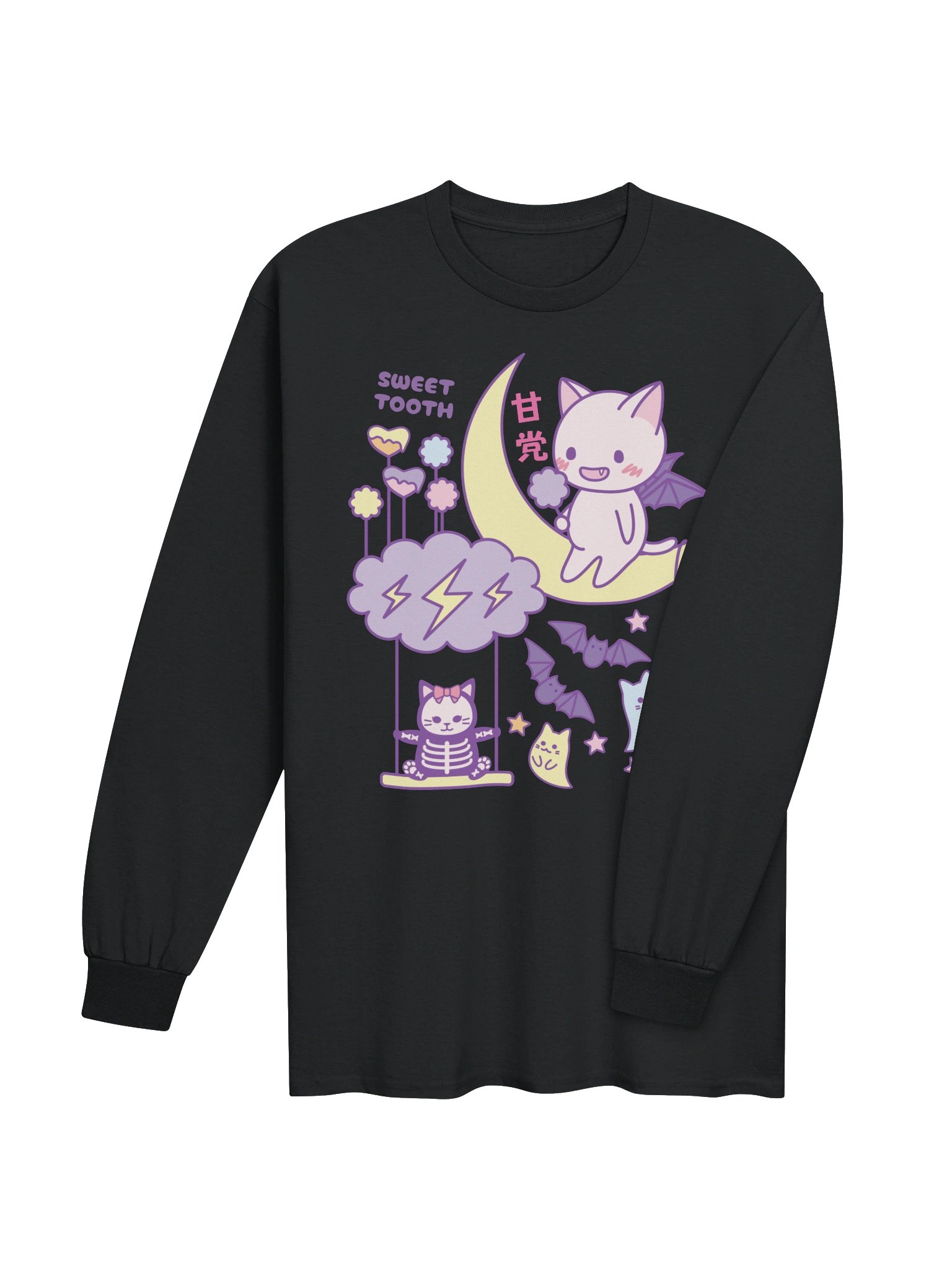 Kawaii Bat Cat - Unisex Adult Long Sleeve T-shirt product image (3)