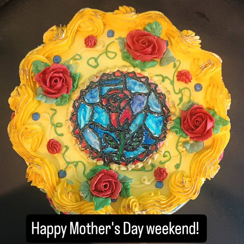 Beauty and the Beast themed gender reveal cake for some friends. Happy Mother's Day!! #genderrevealcake #beautyandthebeastcak...