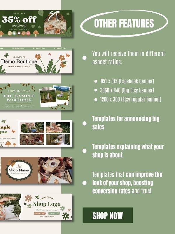 Cottagecore Banner Templates Canva (MRR/PLR) product image (5)