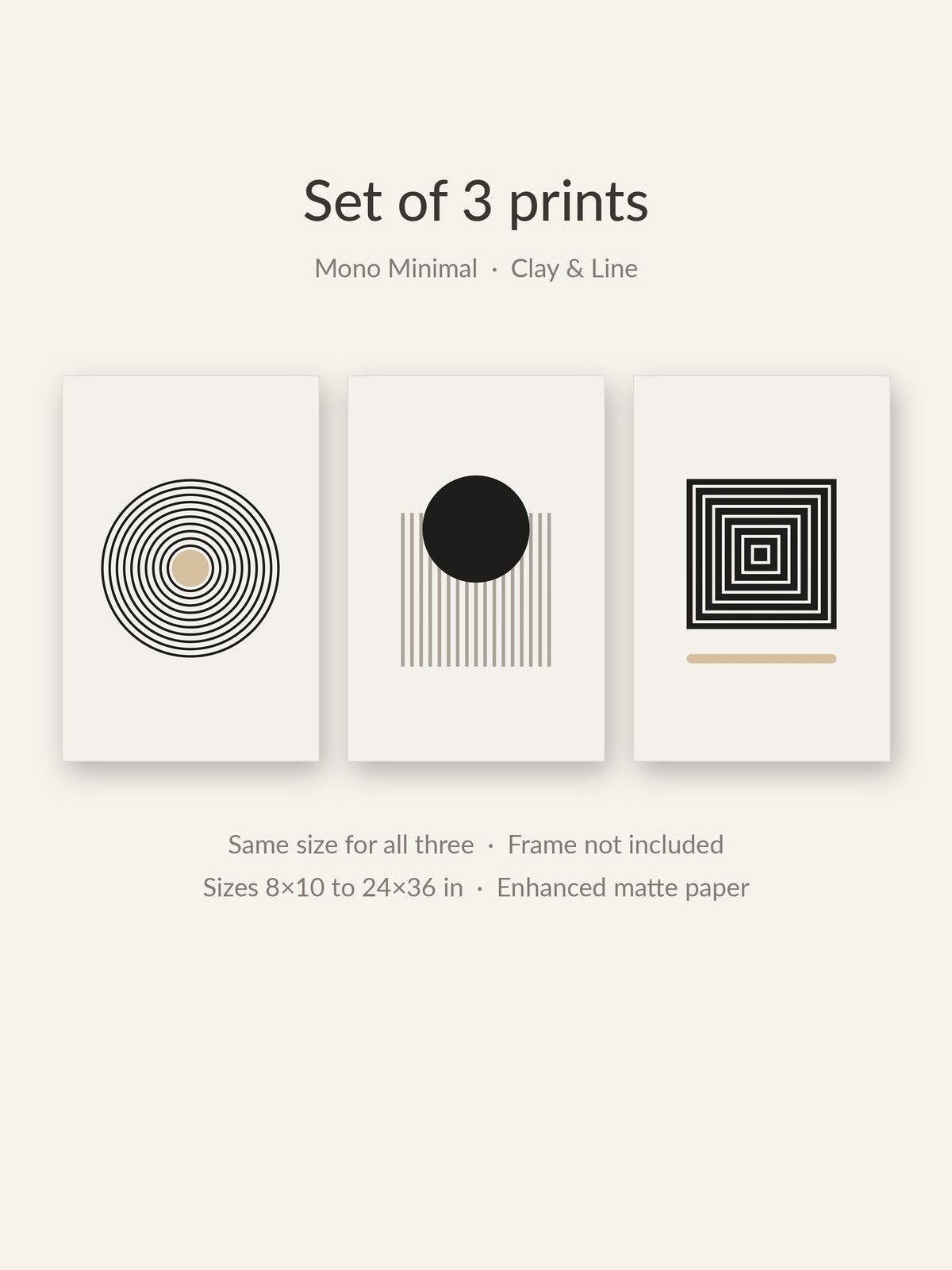 Black and White Bathroom Wall Art Set of 3 | Minimalist Prints product image (2)