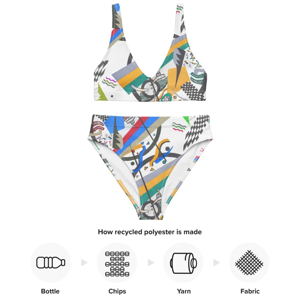 Abstract Lithographic Pattern Design High Waisted Bikini - V4 product image (3)