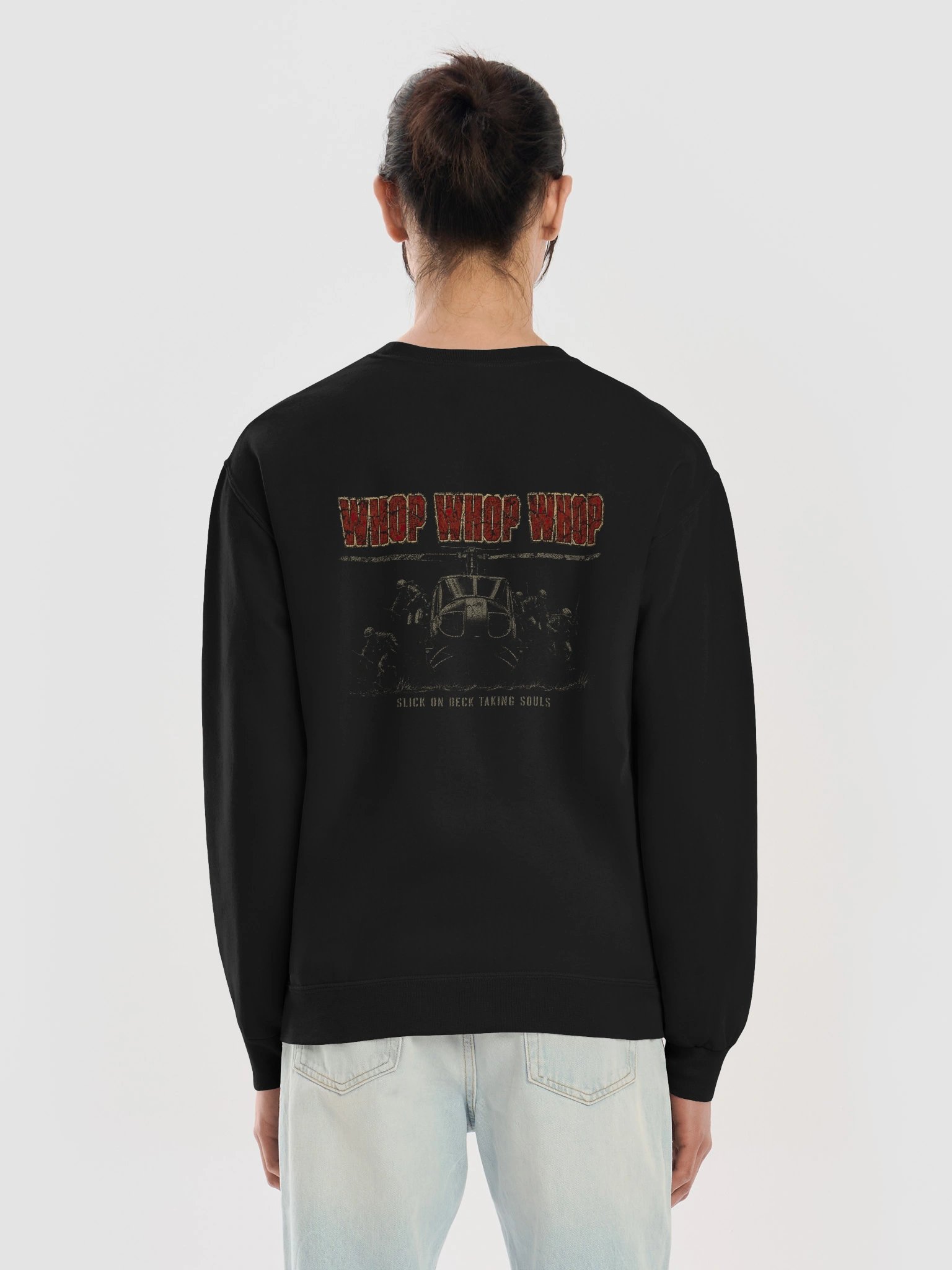 WHOP WHOP WHOP | UH-1 Huey Door Gunner Crewneck | Vietnam Air Cav Military Metal Graphic product image (9)