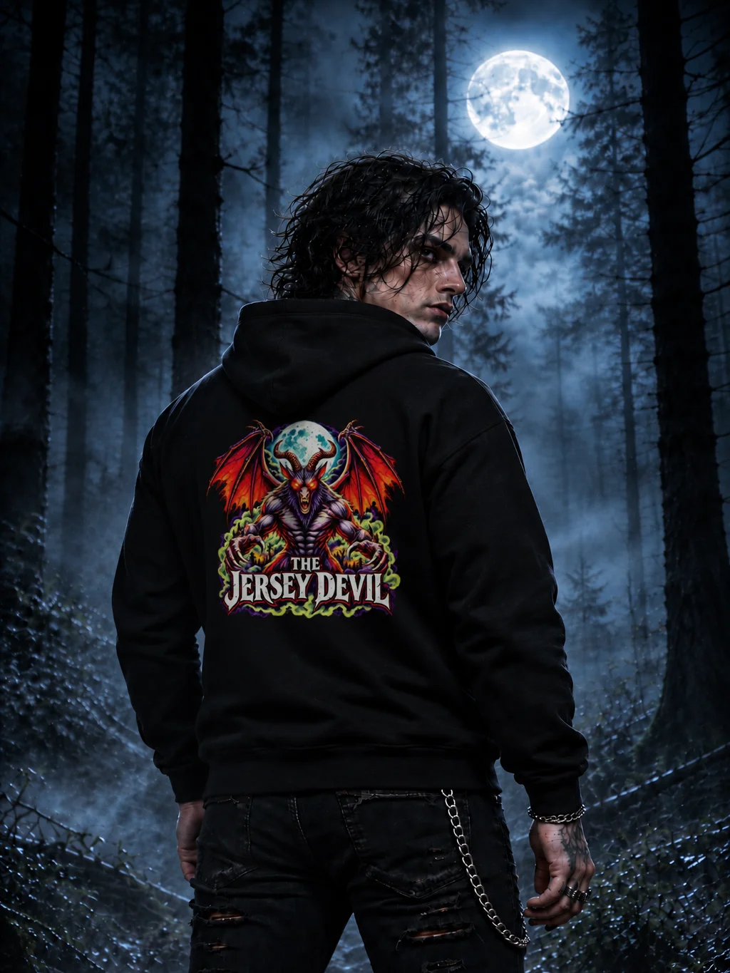 Jersey Devil: Neon Nightmares – Back Print Hoodie product image (2)