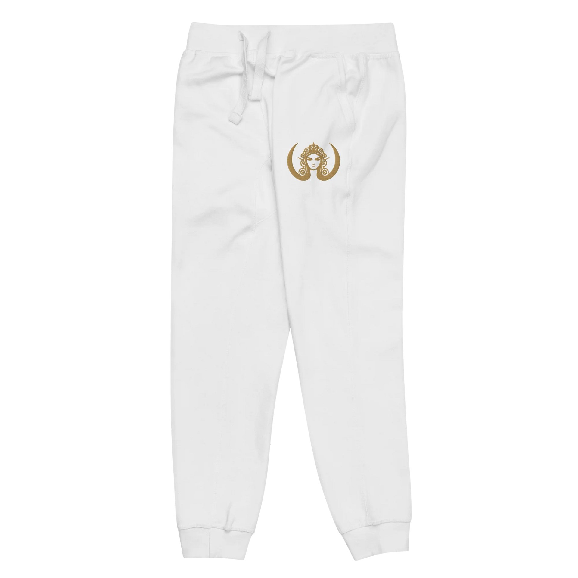 CIRCEMOON Signature Joggers with Gold Goddess Emblem, unisex, white product image (4)