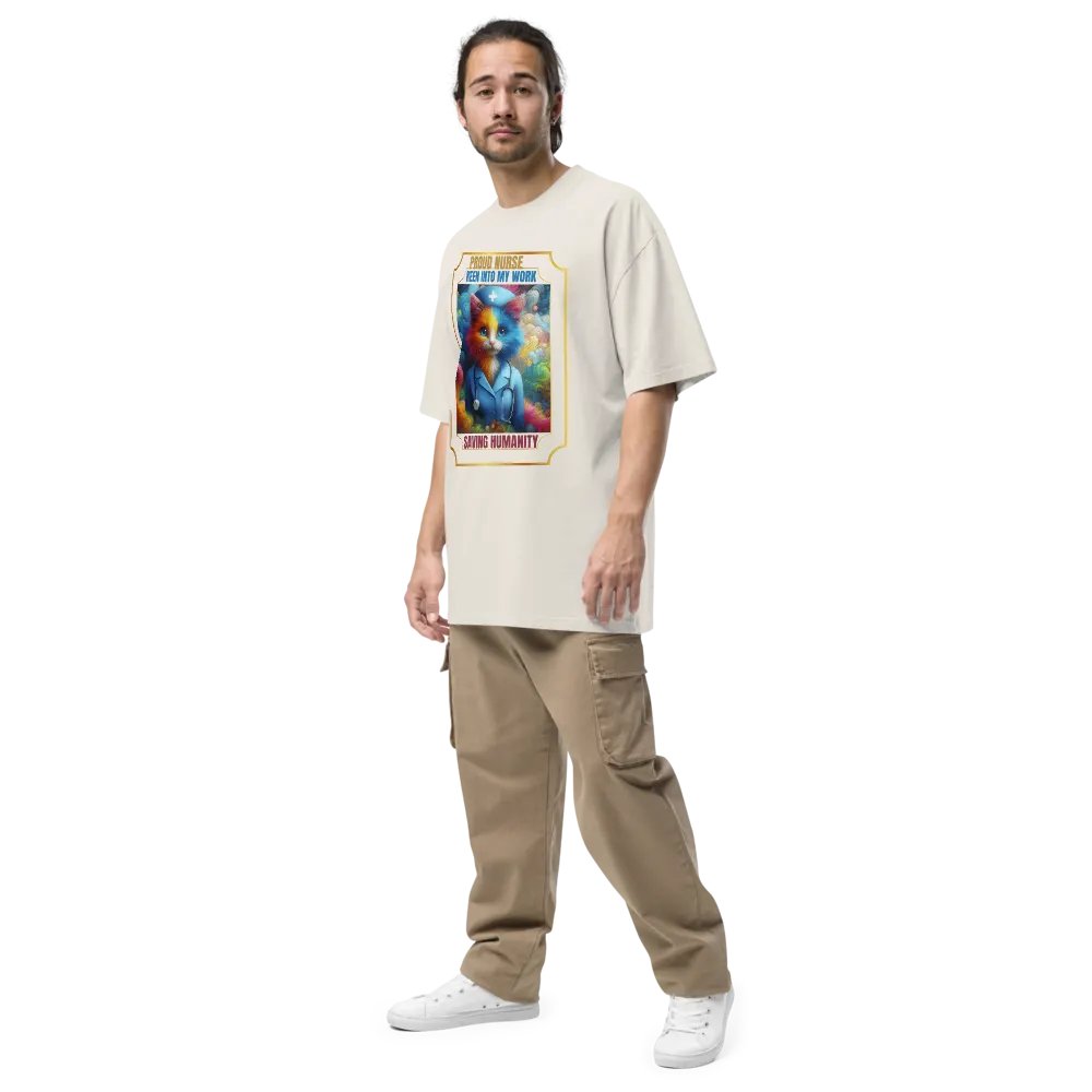 Whimsical Nurse Cat Oversized Tee product image (33)