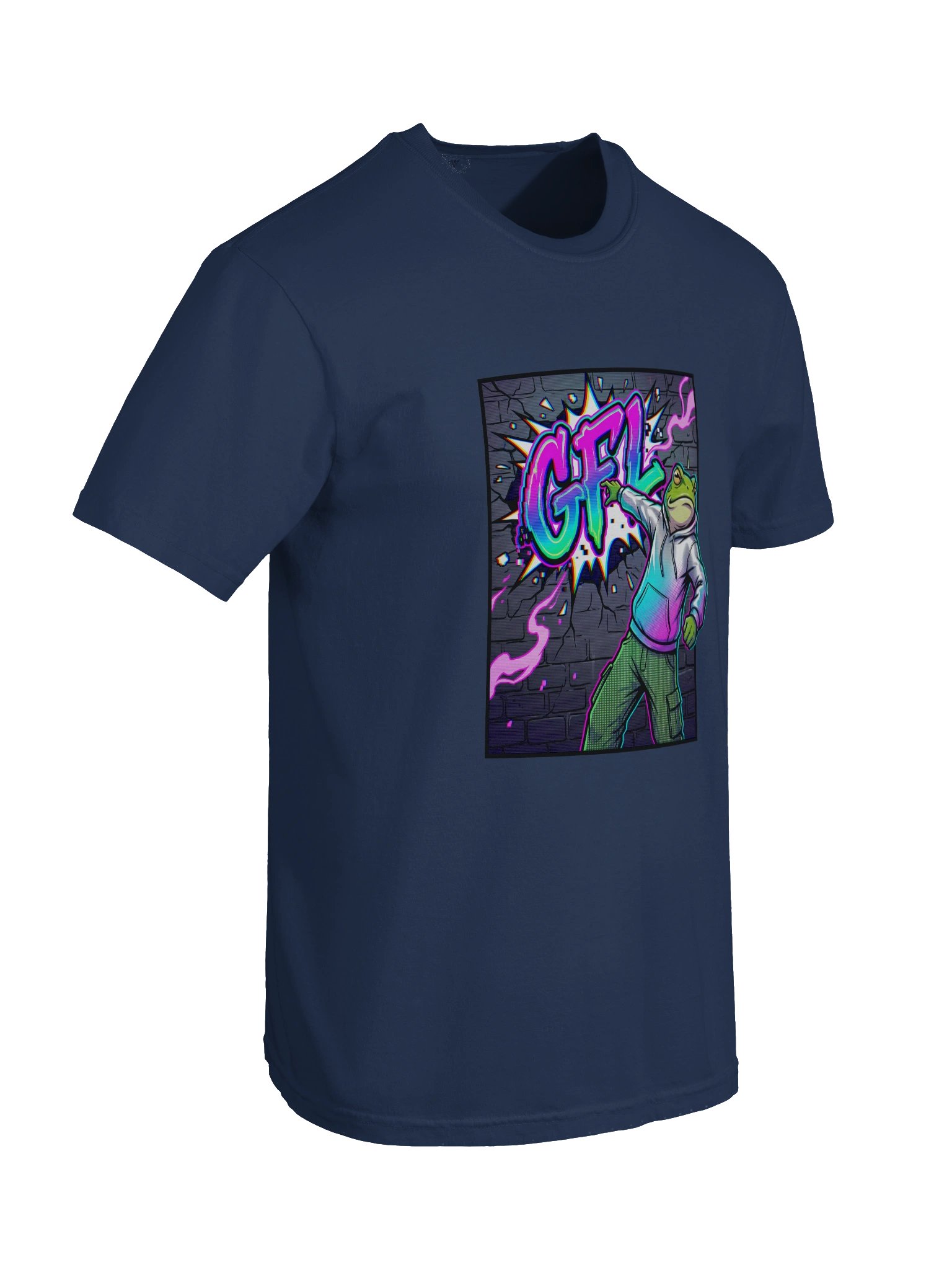 Y2K Glitch GFL Frog - Chromatic Graffiti Bomber Tee product image (18)