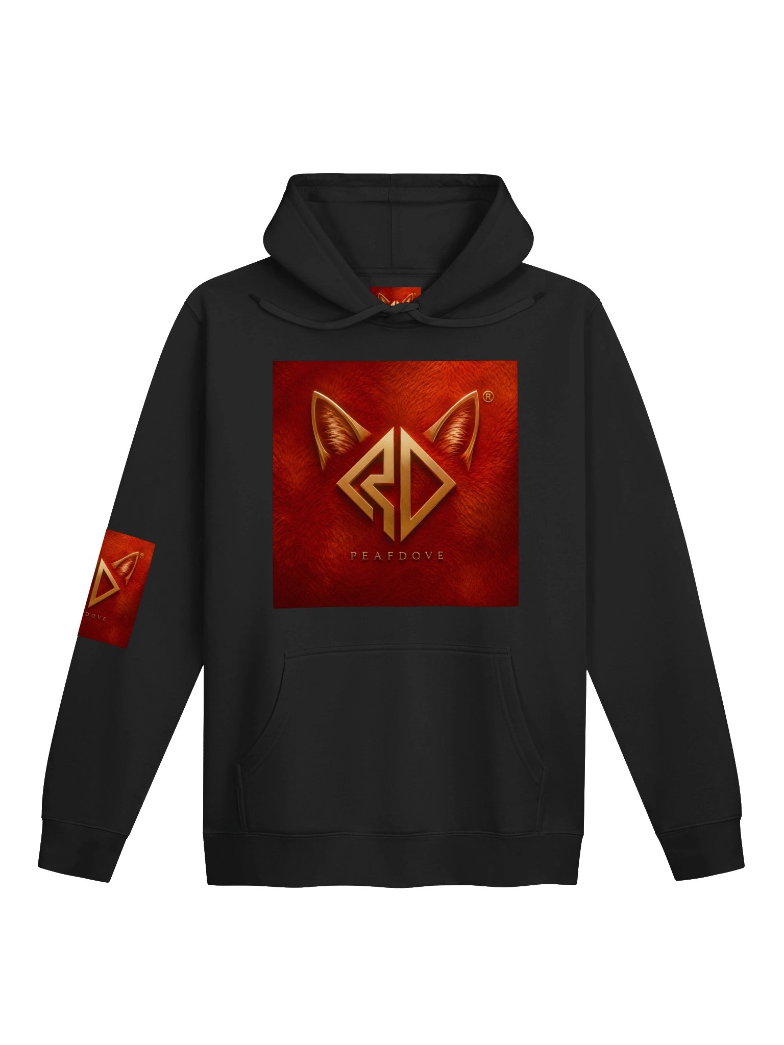 PEAFDOVE® RED CAT SIGNAL — Black Hoodie product image (1)