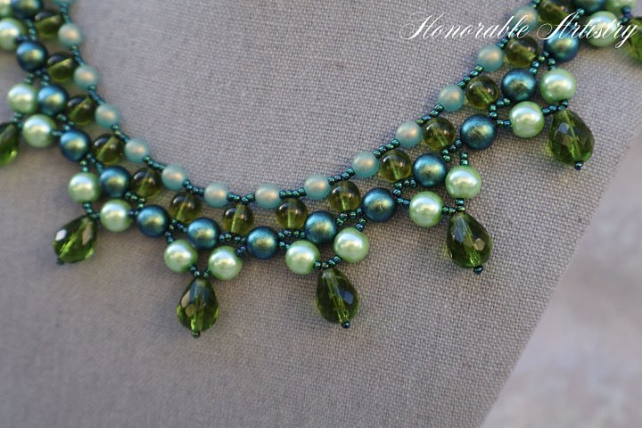 Green and Blue Czech Glass Layered Necklace product image (2)