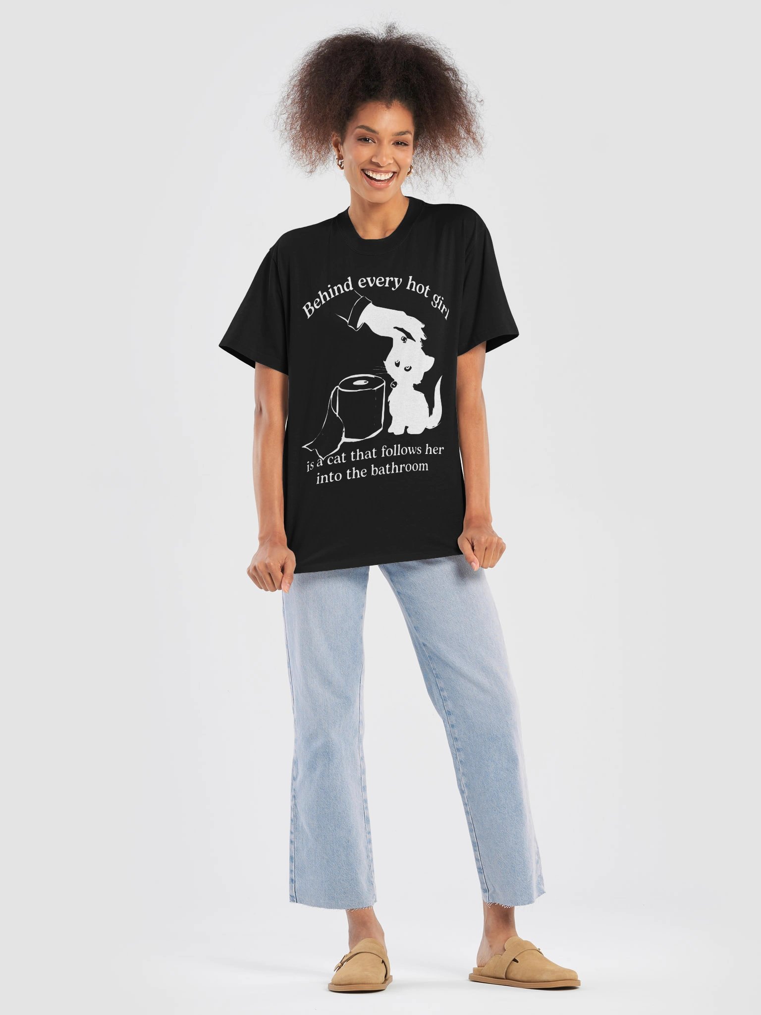 Behind Every Hot Girl Is a Cat Graphic T-Shirt product image (7)