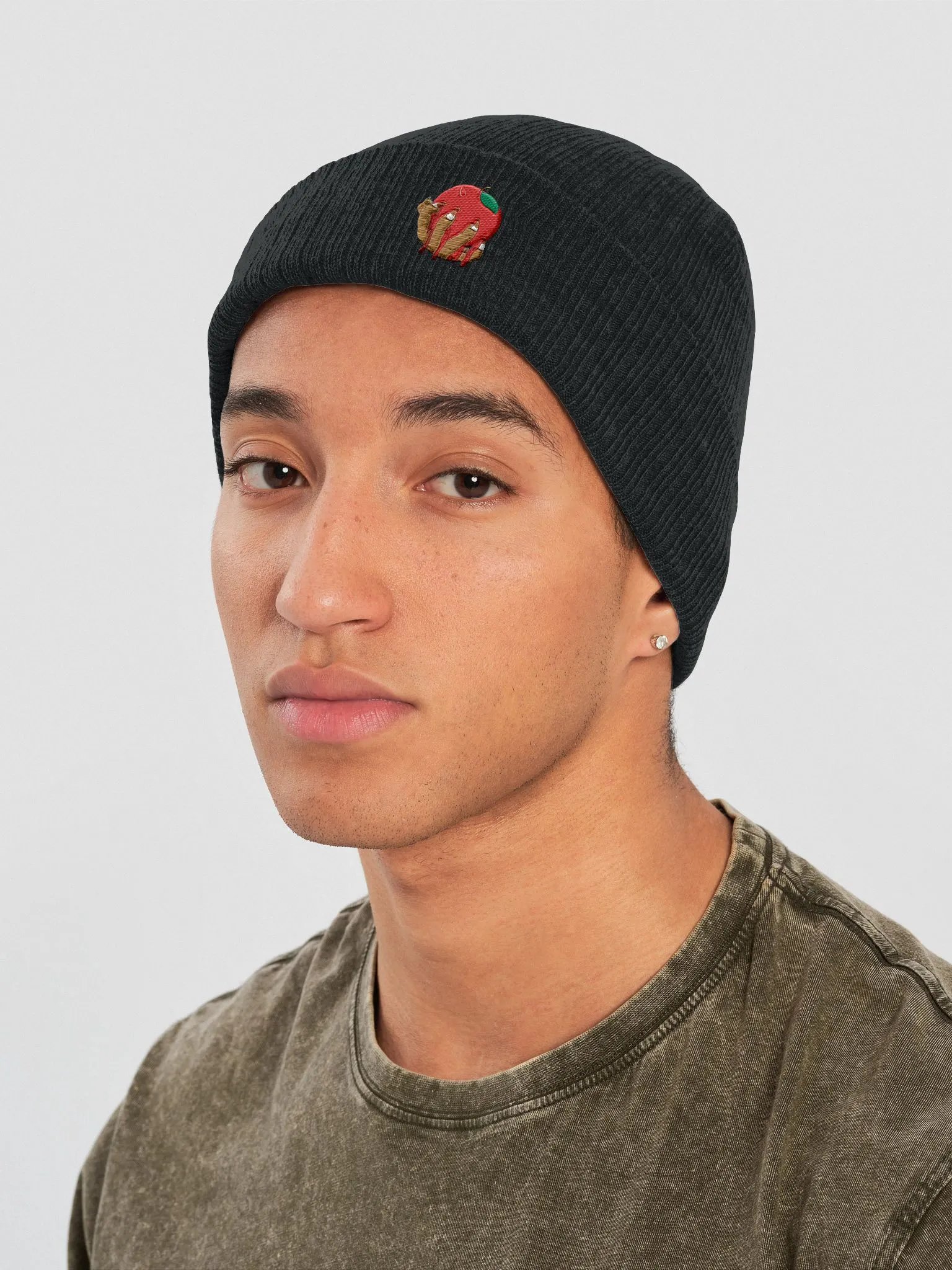 Squashing Apples Ribbed Knit Beanie product image (3)